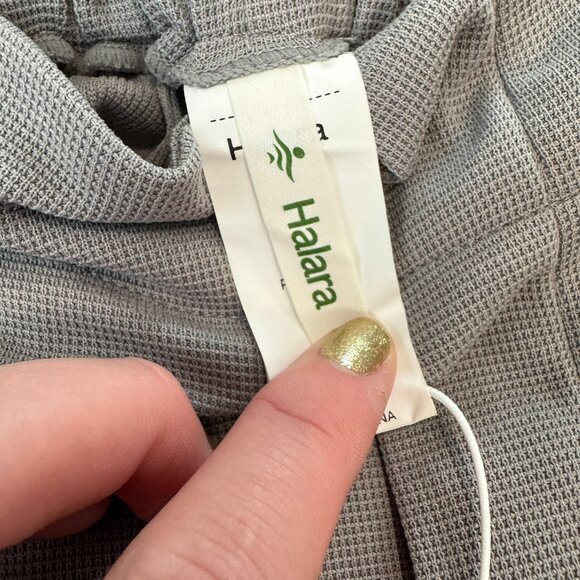 Halara Flex NWT high waisted pocket wide leg waffle pants grey size large M27 - Picture 5 of 11